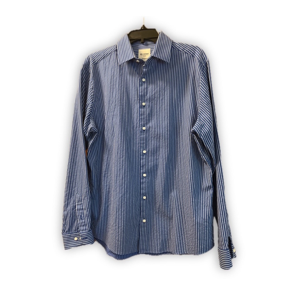 BEN SHERMAN Blue Striped Men's Shirt